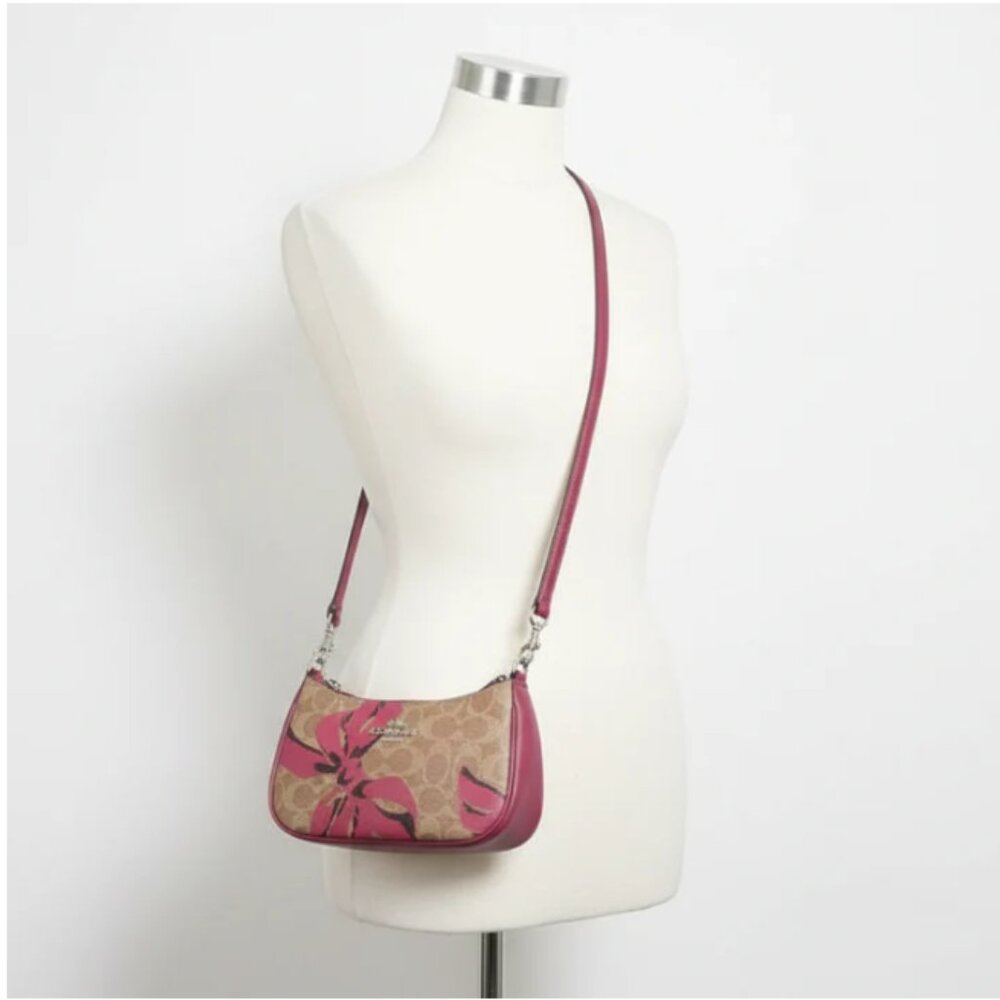 Coach Teri Mini Crossbody Brown Signature Canvas Red Bow Print CY733 - Picture 9 of 9